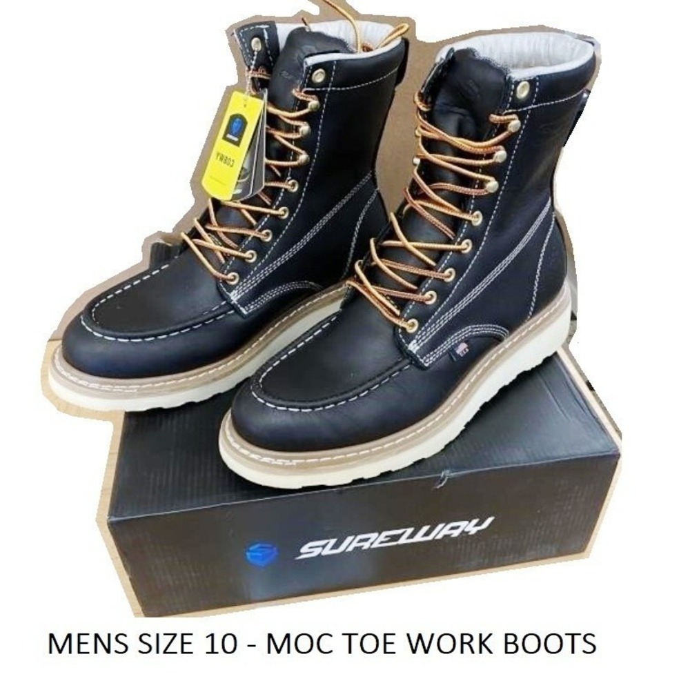 Mens Black Sureway‎ Mac Toe Heavy Duty Non-Slip Work Boots Size 10